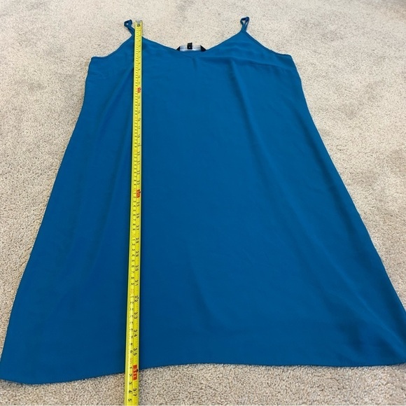 Whbm blue short sleeve wrap midi dress Sz L - Picture 10 of 13